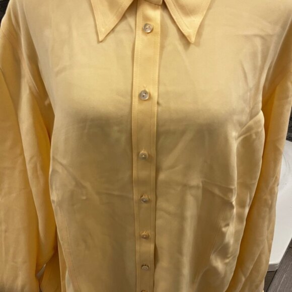New Talbots Bare Silk Yellow Button Down Blouse Size 22W - Picture 5 of 9